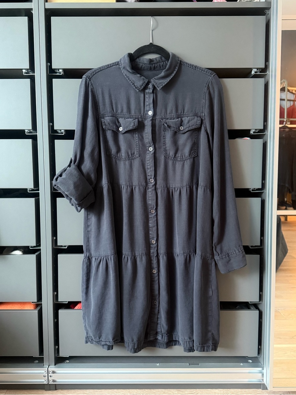 Velvet Heart Black Button-Front Shirt Dress